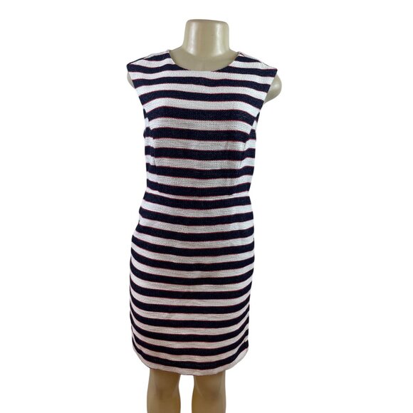 Banana Republic Sleeveless Striped Dress Navy/Red/White Woven Sheath Size 6P - Picture 1 of 8